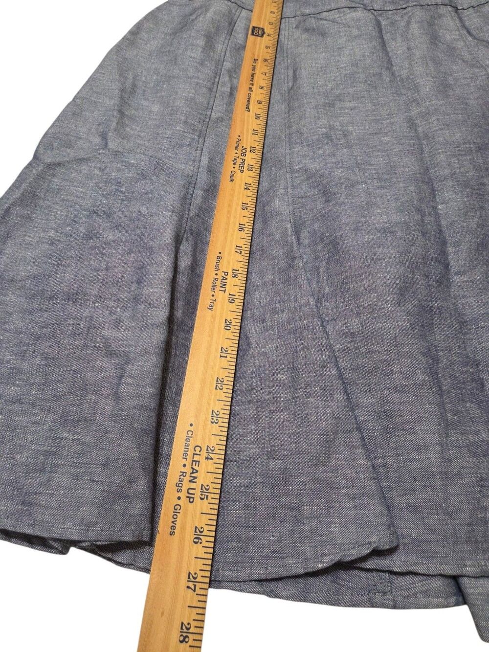 Coldwater Creek Linen Blend Side Zip Midi Skirt Plus Size 1X Blue Flare K161 - Picture 6 of 9